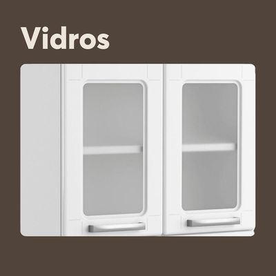 Cozinha De Aço Compacta 6 Portas 2 Vidro Branco Bertolini Branco
