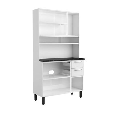 Cozinha De Aço Compacta 6 Portas 2 Vidro Branco Bertolini Branco