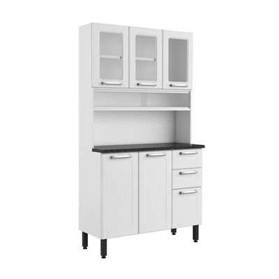 Cozinha De Aço Compacta 6 Portas 2 Vidro Branco Bertolini Branco