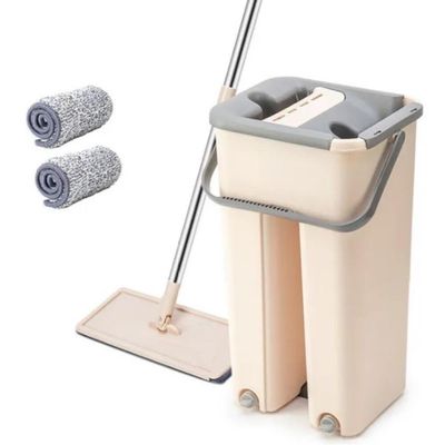 Mop Duplo Magico Vassoura Rodo Flat Balde Limpeza Piso Multiuso Esfregao Vertical Lava Seca Refil