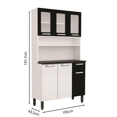 Cozinha De Aço Compacta 6portas 1gav Preto Branco Bertolini Preto/branco