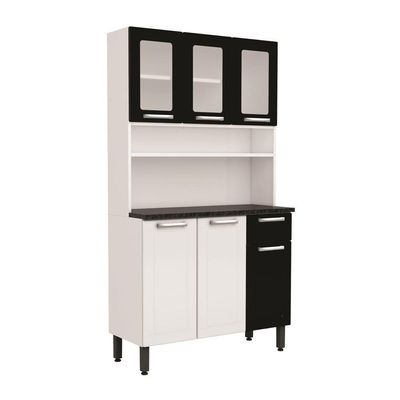 Cozinha De Aço Compacta 6portas 1gav Preto Branco Bertolini Preto/branco