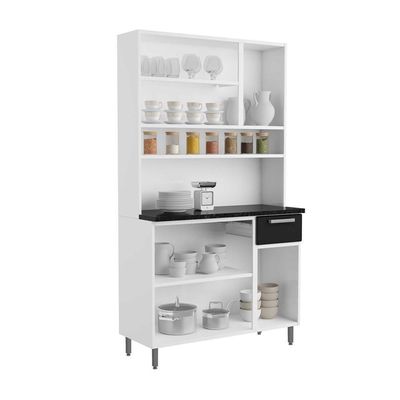 Cozinha De Aço Compacta 6portas 1gav Preto Branco Bertolini Preto/branco