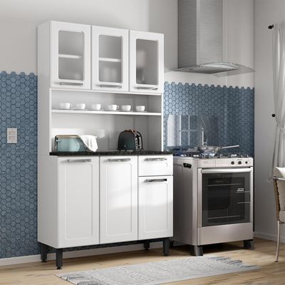 Cozinha Compacta De Aço 6 Portas 1 Gaveta Branco Bertolini Branco