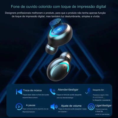 Fone de Ouvido F9-5 TWS Bluetooth 5.0 Display LCD Sem Fio
