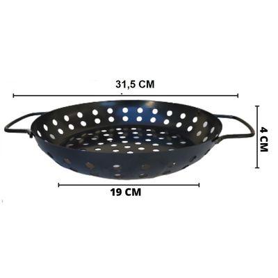 Panela Churrasqueira Grelha Antiaderente Fritadeira Cesto Churrasco Legumes Camarao Peixe Grelhado