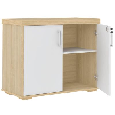 Kit 2 Armários Balcão Multiuso Escritório 2 Portas Atria Executiva A02 Carvalho Branco - Lyam Decor