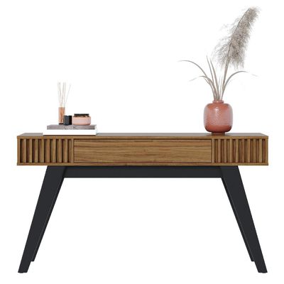 Aparador Decorativo Para Sala de Estar 01 Gaveta Delta C04 Preto Noce Milano - Lyam Decor