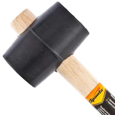 Martelo De Borracha Preto 225g Com Cabo De Madeira - 1113055 - Sparta