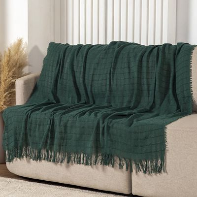 Xale Rubi 2,40m x 1,70m Com Franja Para Sofá Cama 100% Algodão 01 Peça - Verde