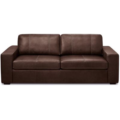 Sofá 3 Lugares Para Sala de Estar Living 205cm Aurora L06 Couro Marrom Café - Lyam Decor