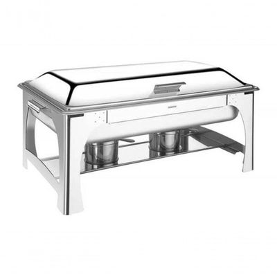 Rechaud Tramontina Retangular Inox Banho Maria Tampa Removível Com Fogareiro Cuba Gn 1-1 9 L