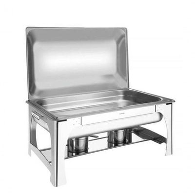 Rechaud Tramontina Retangular Inox Banho Maria Tampa Removível Com Fogareiro Cuba Gn 1-1 9 L