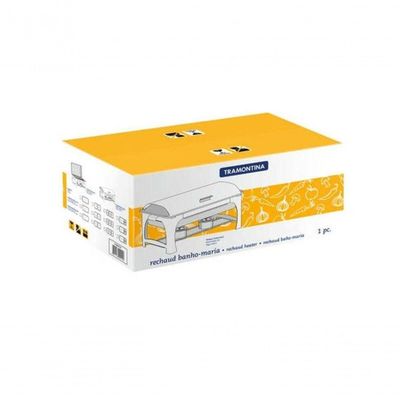 Rechaud Tramontina Retangular Inox Banho Maria Tampa Removível Com Fogareiro Cuba Gn 1-1 9 L