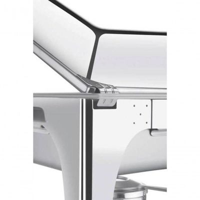 Rechaud Tramontina Retangular Inox Banho Maria Tampa Removível Com Fogareiro Cuba Gn 1-1 9 L