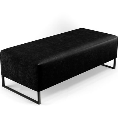 Kit 02 Puffs Decorativo Sala de Estar Bali W01 Base Ferro 120x50 cm Couríssimo Preto - Lyam Decor