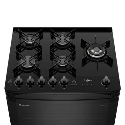 Fogão 5 bocas Electrolux Preto Experience c/ Mesa de Vidro, Grill e PerfectCook360 (FE5CP) 127V