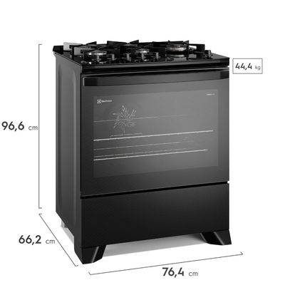 Fogão 5 bocas Electrolux Preto Experience c/ Mesa de Vidro, Grill e PerfectCook360 (FE5CP) 127V