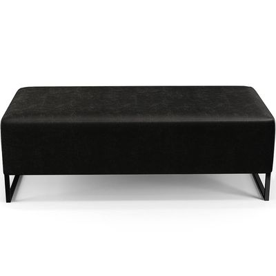 Puff Decorativo Sala de Estar Bali W01 Base Ferro 120x50 cm Couríssimo Preto - Lyam Decor