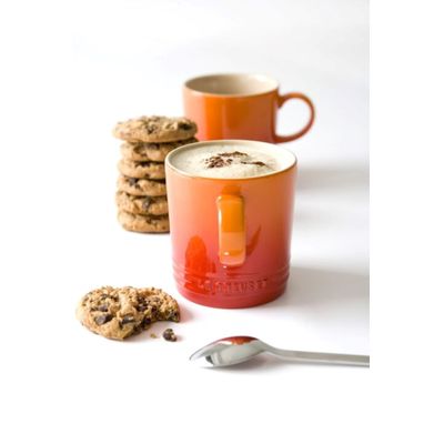 KIT LE CREUSET PRENSA FRANCESA  E 2 CANECAS 350ML EM CERÂMICA LARANJA