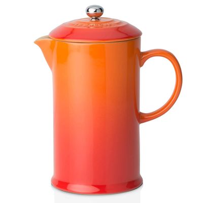 KIT LE CREUSET PRENSA FRANCESA  E 2 CANECAS 350ML EM CERÂMICA LARANJA