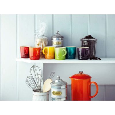 KIT LE CREUSET PRENSA FRANCESA  E 2 CANECAS 350ML EM CERÂMICA LARANJA