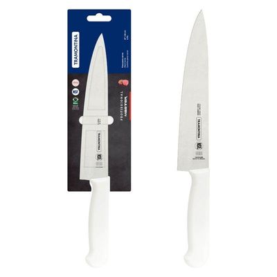 Faca Para Carne Tramontina Com Lâmina De Aço Inox E Cabo De Polipropileno Branco Com Proteção Antimicrobiana 8