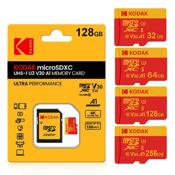 Cartão de Memória Micro SD KODAK 64GB 128GB 256GB U3 32GB