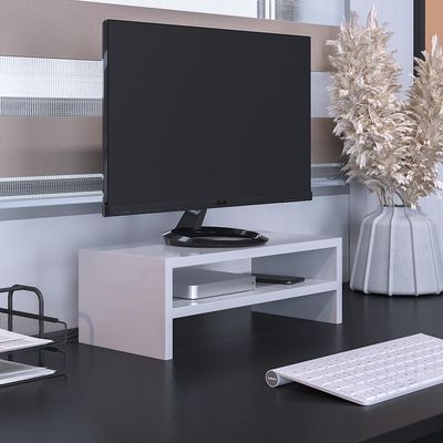 Kit 02 Suportes Stand Para Monitores Mesa Escritório Home Office Lap L03 Branco - Lyam Decor