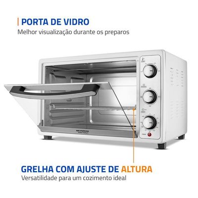 Forno Elétrico Mondial Grand Family II Branco E Inox 1800W 52L FRN-52-W 110V