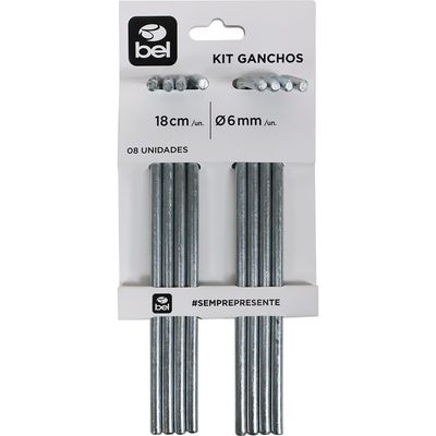 Kit 8 Ganchos Espeques Multiuso Bel Único / Cinza