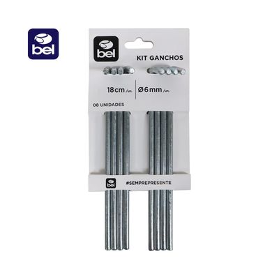 Kit 8 Ganchos Espeques Multiuso Bel Único / Cinza