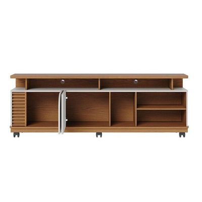 Rack Bancada Jurerê 1.8 Freijó Off White Matte Com Mesa De Centro Jeri Off White Freijó - Colibri