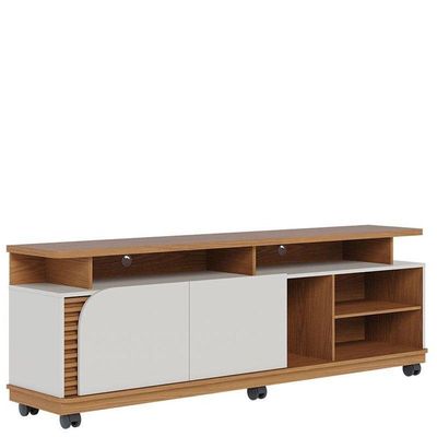 Rack Bancada Jurerê 1.8 Freijó Off White Matte Com Mesa De Centro Jeri Off White Freijó - Colibri
