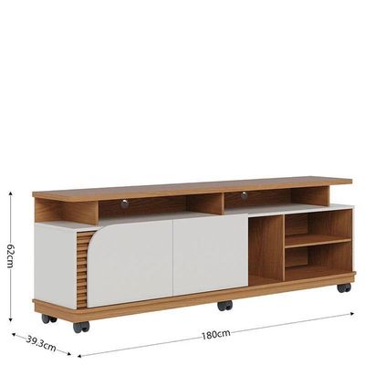 Rack Bancada Jurerê 1.8 Freijó Off White Matte Com Mesa De Centro Jeri Off White Freijó - Colibri
