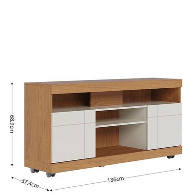 Rack Bancada Yara Freijó Off White Com Mesa De Centro Jeri Off White Freijó - Colibri
