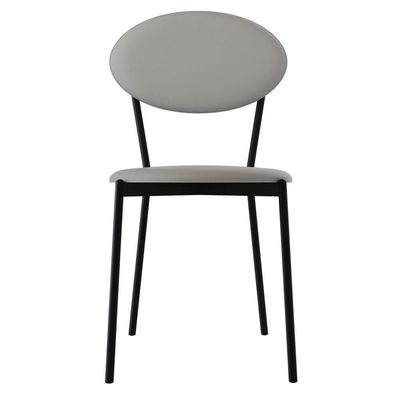 Cadeira Estofada Para Sala De Jantar Azuri Preto C01 Courino Off White - Lyam Decor