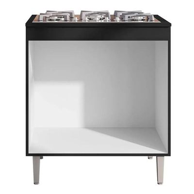 Balcão Cooktop 80cm Andréia 1 Porta Ajl Móveis Preto