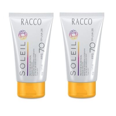 Kit c/2 Protetor Solar Facial FPS 70 Soleil Racco 40g