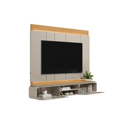 Painel Quarto P- Tv Até 75 Pol Zurique C- 2 Porta E 1 Prateleira 200x173cm Tauari-off White Brilho - Linea Brasil