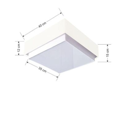 Plafon Quadrado Vivare Md-3089 Cúpula Em Tecido 40x40cm - Bivolt Branco 127/220v