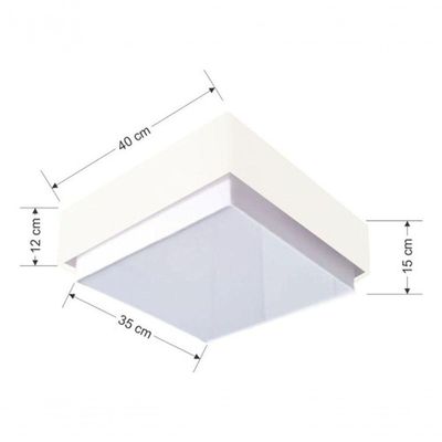 Plafon Quadrado Vivare Md-3089 Cúpula Em Tecido 40x40cm - Bivolt Branco 127/220v