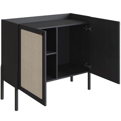 Balcão Aparador Cantinho do Café Pés Madeira Moss A03 Nero Preto - Lyam Decor
