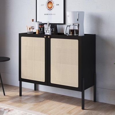 Balcão Aparador Cantinho do Café Pés Madeira Moss A03 Nero Preto - Lyam Decor
