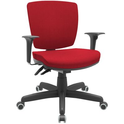 Kit 02 Cadeiras de Escritório Executiva Giratória Preto Baixa Flexi P03 Poliéster Vermelho - Lyam