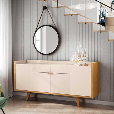 Aparador Para Sala Buffet Com 04 Portas 02 Gavetas Havana B01 Off White Cinamomo - Lyam Decor