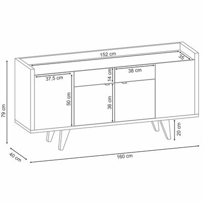 Aparador Para Sala Buffet Com 04 Portas 02 Gavetas Havana B01 Off White Cinamomo - Lyam Decor