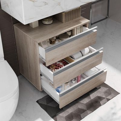 Gabinete Banheiro Rodinhas Joia 60cm 03 Gavetas Madeirado Inteiro