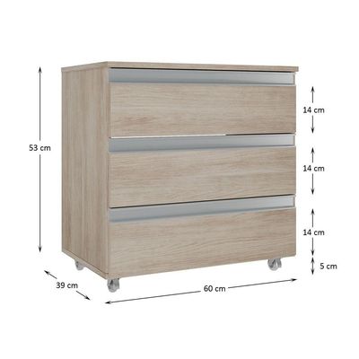 Gabinete Banheiro Rodinhas Joia 60cm 03 Gavetas Madeirado Inteiro