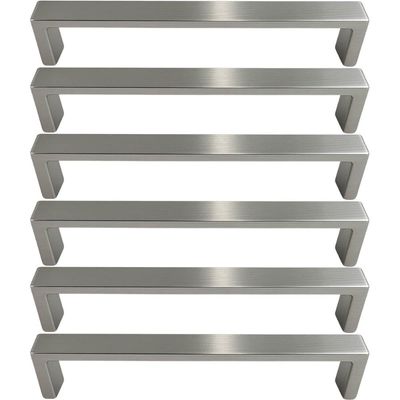 Kit 6 Puxadores Alça para Móveis 192mm Níquel Escovado Torralba para Gavetas Armários Guarda-Roupas